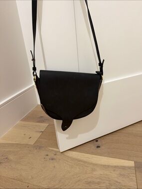 Sophie Hulme Black Leather Crossbody Saddle Bag